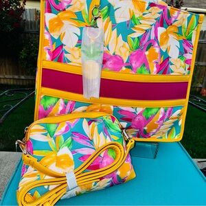 🔥🔥 Cato Bright Bold Colorful Tropical Tote & over the Shoulder Purse